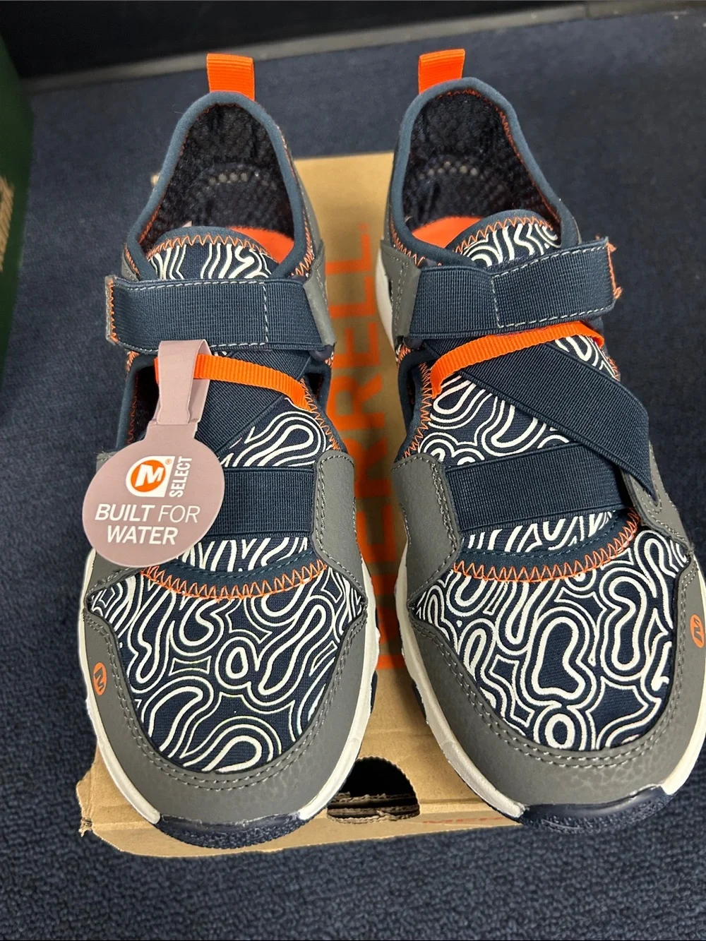 Merrell Kids hydro  Navy and Orange Water-Ready Sandals